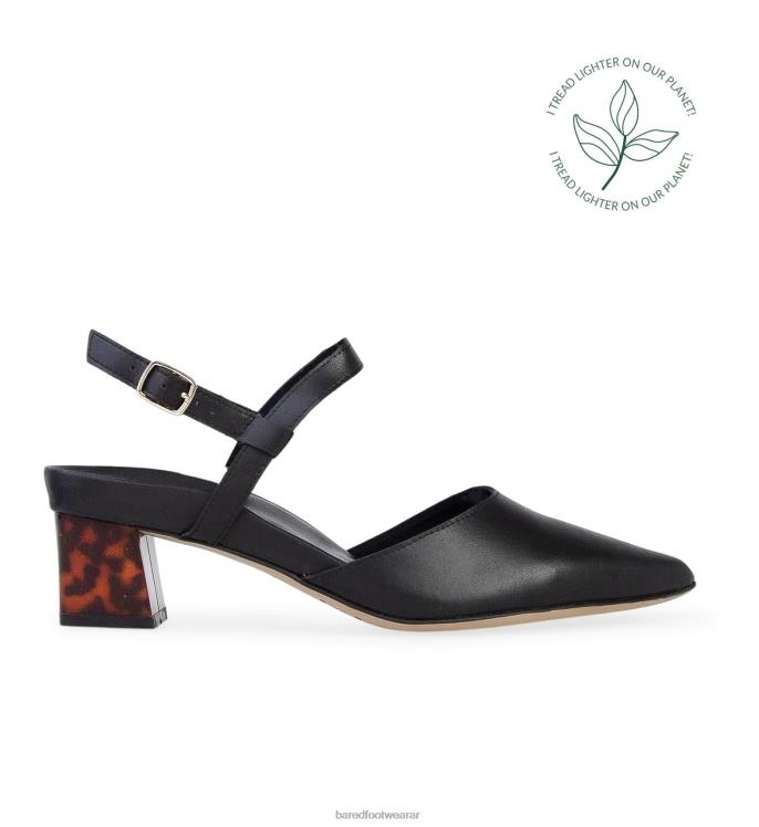 Bared Footwear mujer marabú tacones bajos de material vegetal de mirum negro 4Z004121