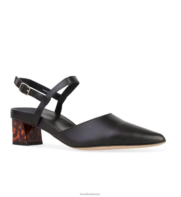 Bared Footwear mujer marabú tacones bajos de material vegetal de mirum negro 4Z004121