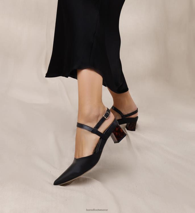 Bared Footwear mujer marabú tacones bajos de material vegetal de mirum negro 4Z004121