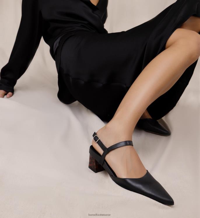 Bared Footwear mujer marabú tacones bajos de material vegetal de mirum negro 4Z004121