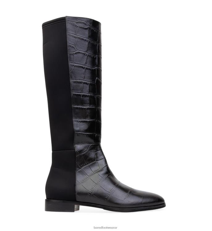Bared Footwear mujer moa 2 botas planas de neopreno y piel de cocodrilo negro 4Z004294