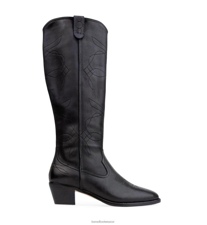Bared Footwear mujer myna bota plana de piel negra 4Z004159