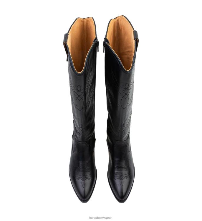 Bared Footwear mujer myna bota plana de piel negra 4Z004159