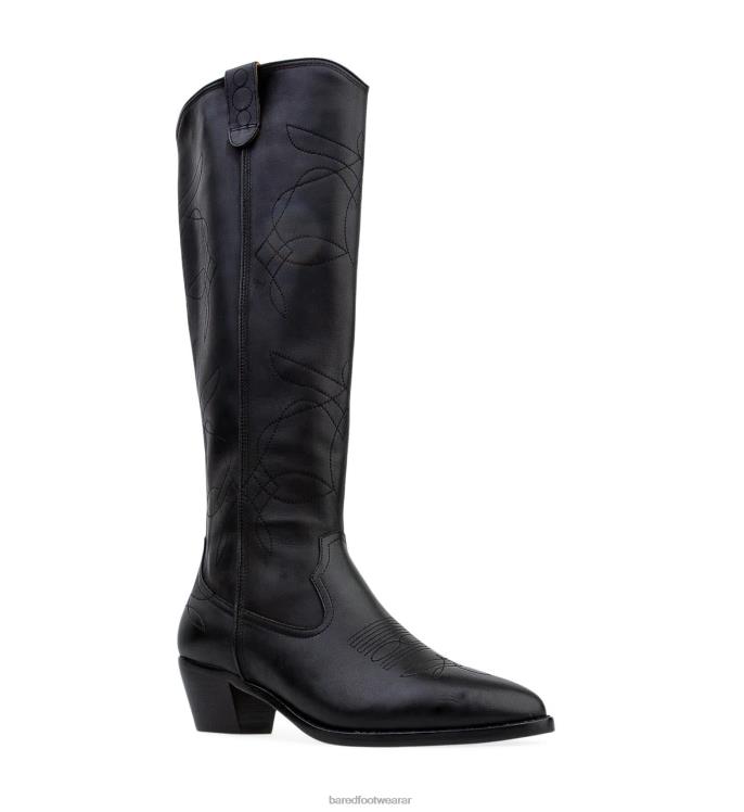 Bared Footwear mujer myna bota plana de piel negra 4Z004159