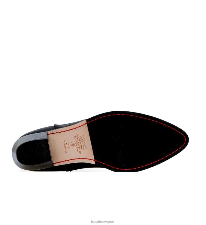 Bared Footwear mujer myna bota plana de piel negra 4Z004159