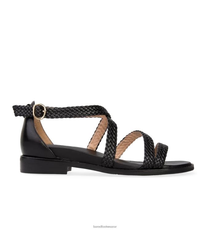 Bared Footwear mujer mérgulo sandalias planas de cuero negro 4Z004175