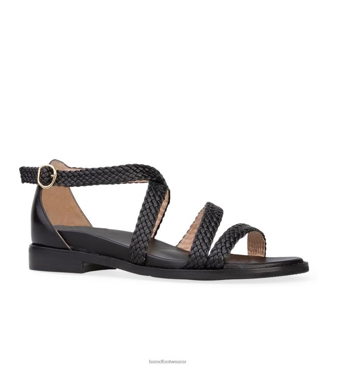 Bared Footwear mujer mérgulo sandalias planas de cuero negro 4Z004175
