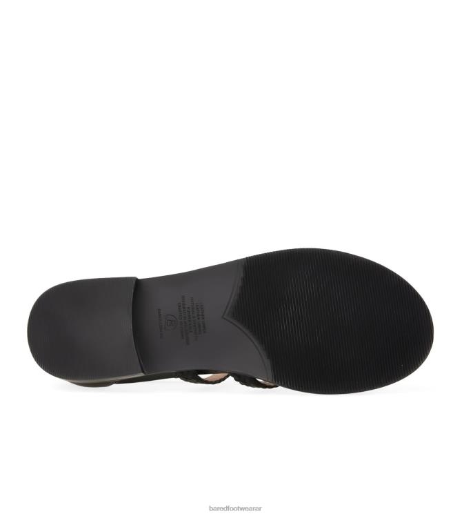 Bared Footwear mujer mérgulo sandalias planas de cuero negro 4Z004175