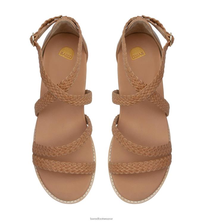 Bared Footwear mujer mérgulo sandalias planas de cuero tostado 4Z004173