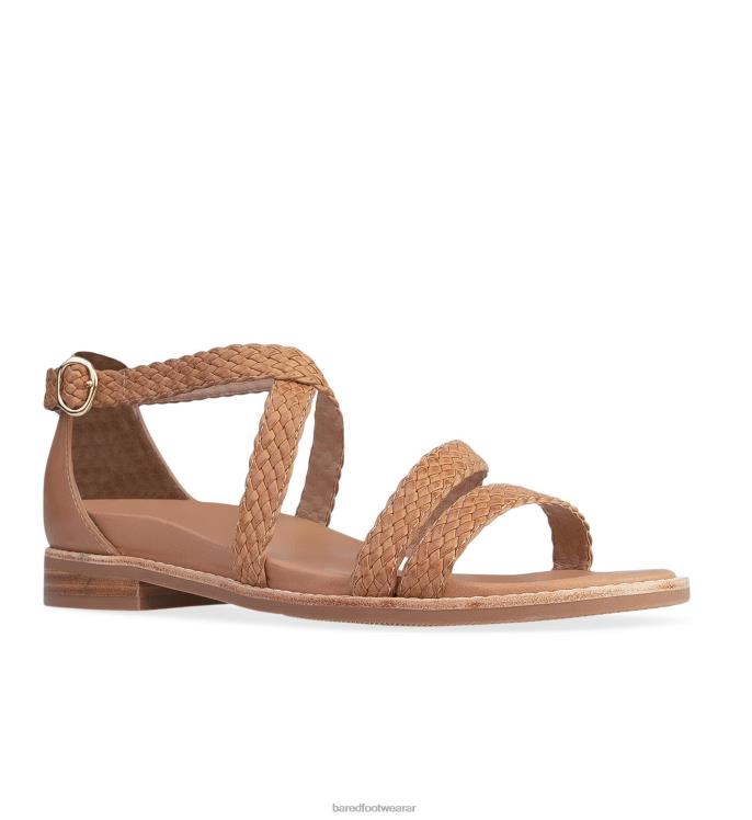 Bared Footwear mujer mérgulo sandalias planas de cuero tostado 4Z004173