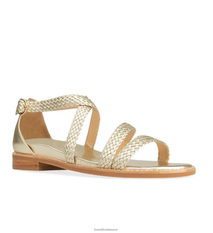 Bared Footwear mujer mérgulo sandalias planas de piel dorada 4Z004174
