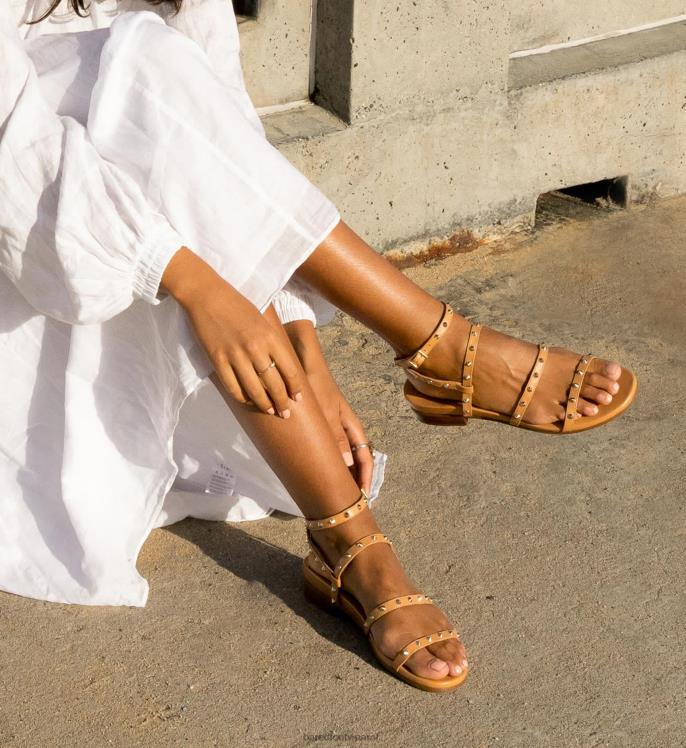 Bared Footwear mujer pantano sandalias planas de cuero marrón claro 4Z004239