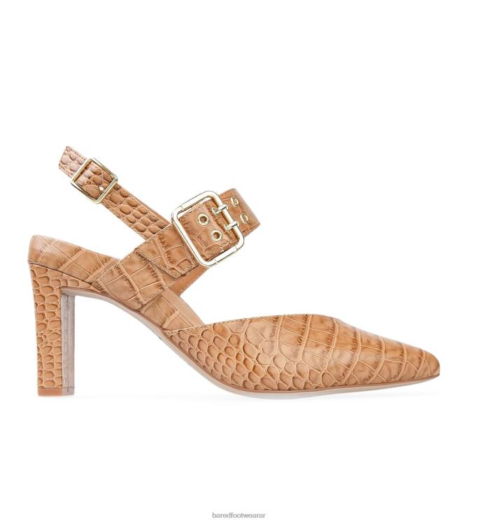 Bared Footwear mujer pardalote tacones altos de cuero repujado de cocodrilo tostado 4Z00487