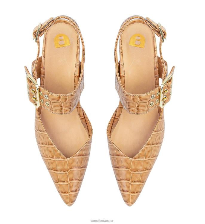 Bared Footwear mujer pardalote tacones altos de cuero repujado de cocodrilo tostado 4Z00487