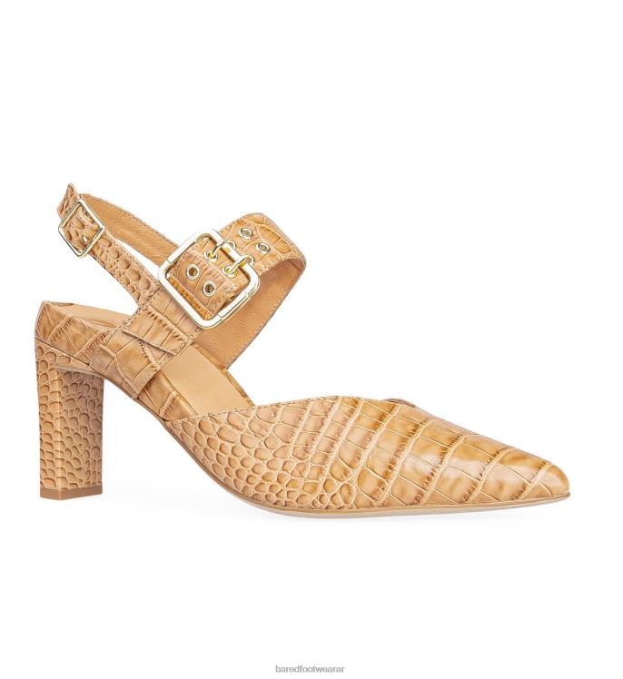 Bared Footwear mujer pardalote tacones altos de cuero repujado de cocodrilo tostado 4Z00487