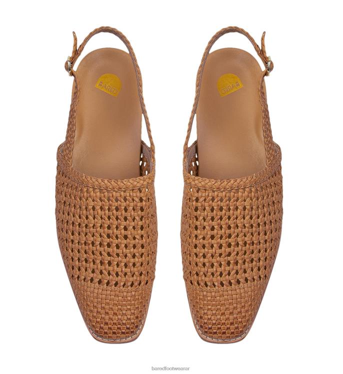 Bared Footwear mujer paro sandalias planas de cuero tostado 4Z004213