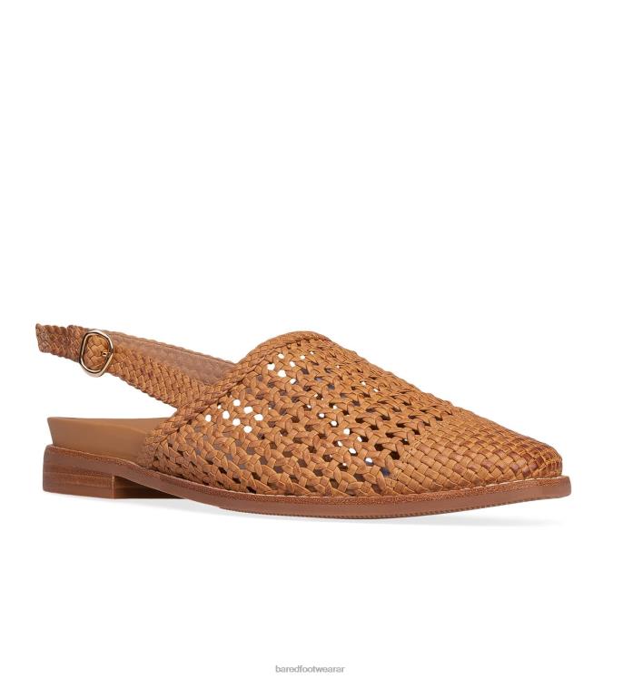 Bared Footwear mujer paro sandalias planas de cuero tostado 4Z004213
