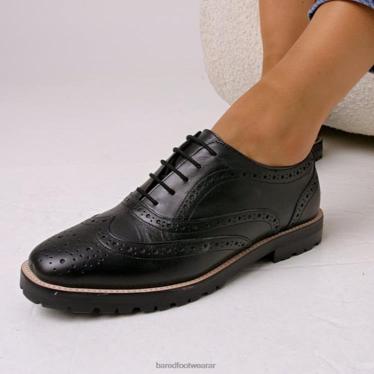 Bared Footwear mujer paseriformes plano de cuero negro 4Z004277