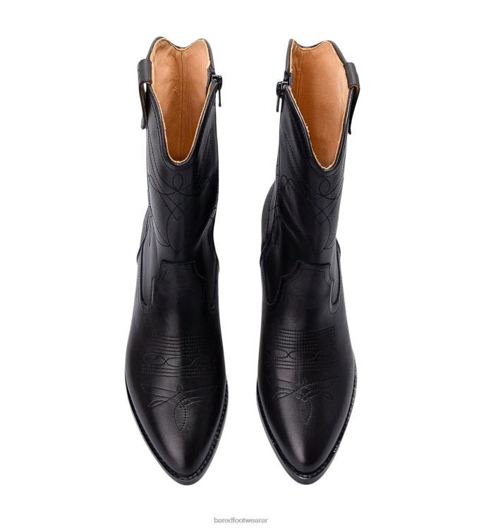 Bared Footwear mujer pájaro campanero botas planas de cuero negro 4Z004149