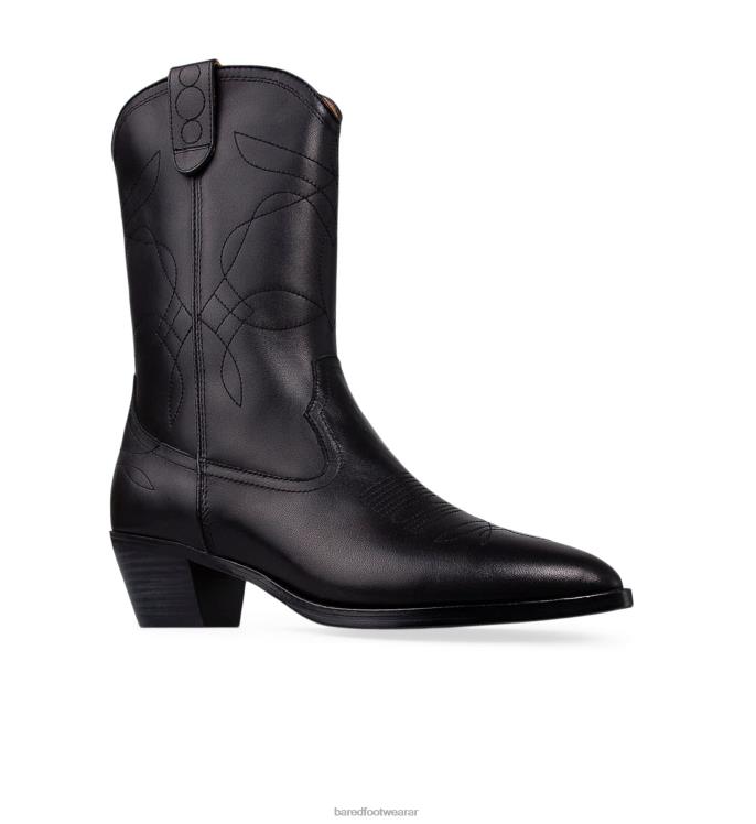 Bared Footwear mujer pájaro campanero botas planas de cuero negro 4Z004149