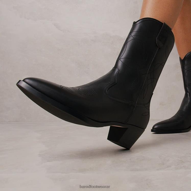 Bared Footwear mujer pájaro campanero botas planas de cuero negro 4Z004149