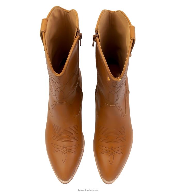 Bared Footwear mujer pájaro campanero botas planas de cuero tostado oscuro 4Z004150