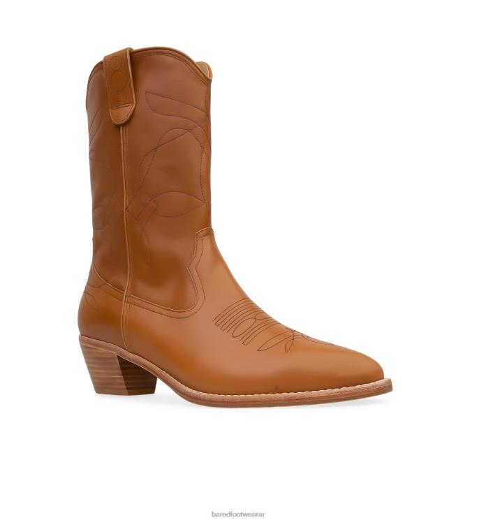 Bared Footwear mujer pájaro campanero botas planas de cuero tostado oscuro 4Z004150