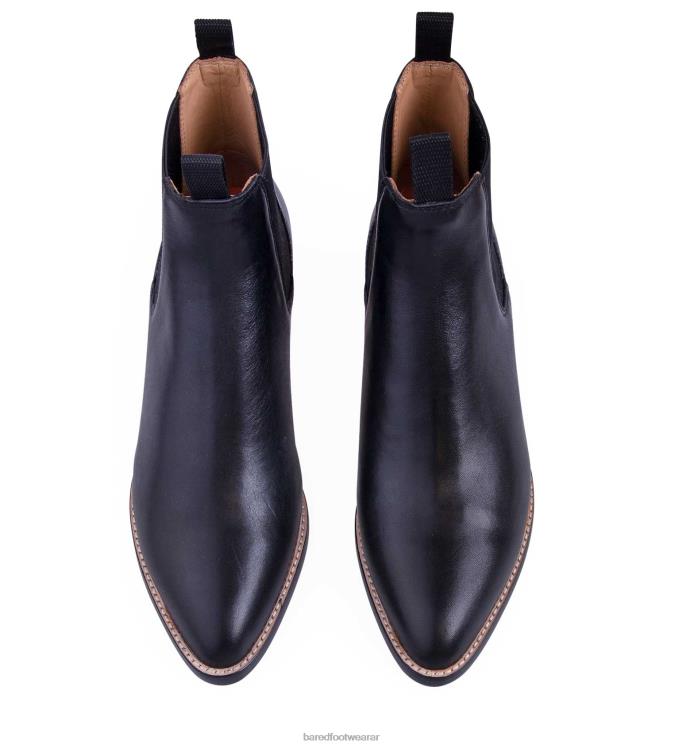 Bared Footwear mujer pájaro carpintero botas planas de cuero negro 4Z004158