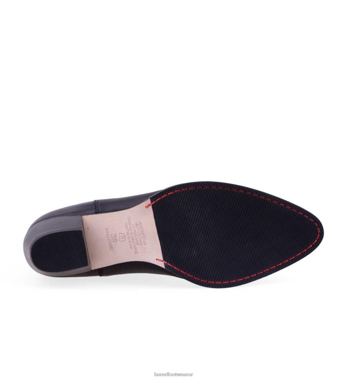 Bared Footwear mujer pájaro carpintero botas planas de cuero negro 4Z004158