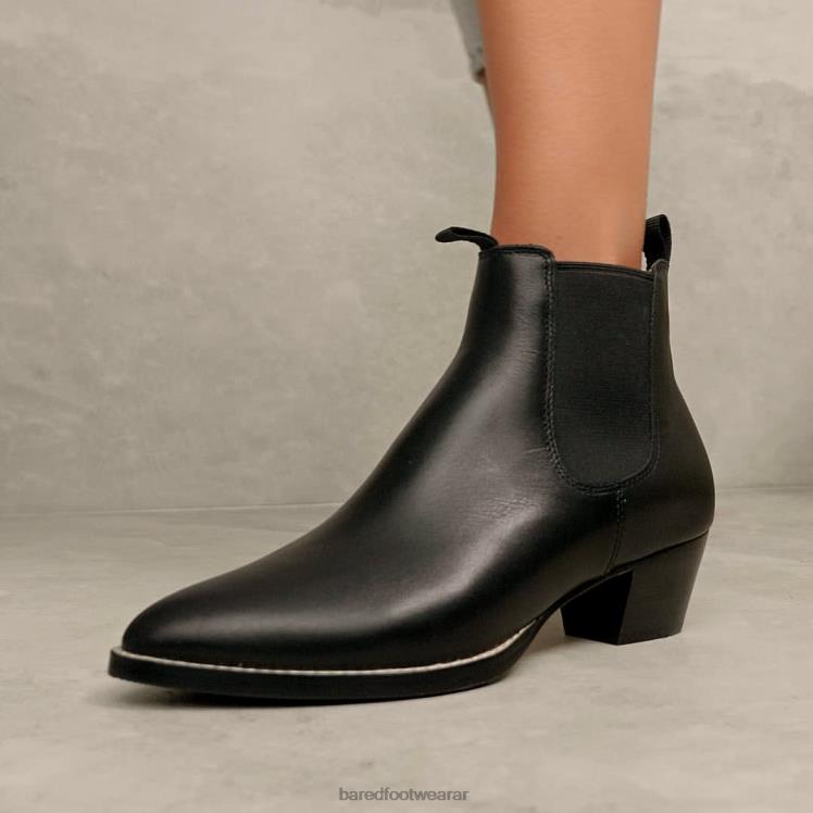 Bared Footwear mujer pájaro carpintero botas planas de cuero negro 4Z004158