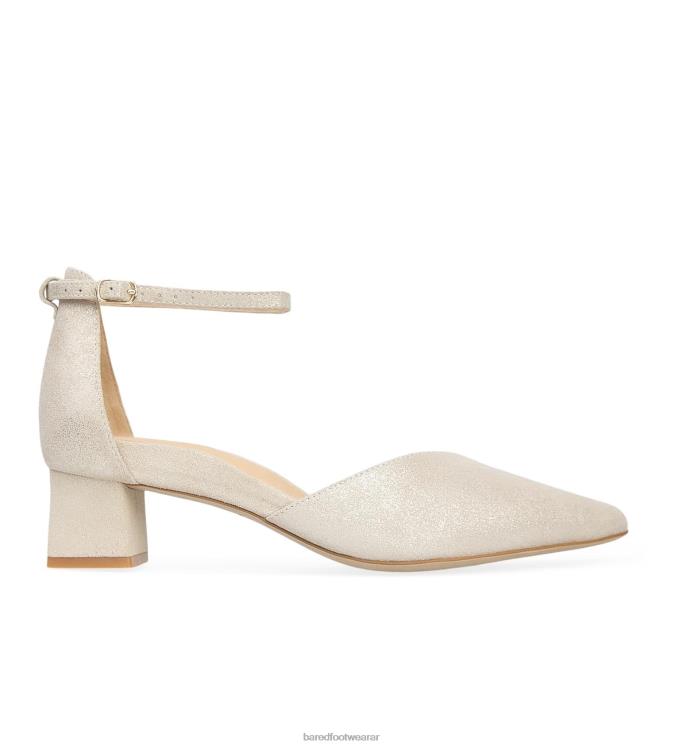 Bared Footwear mujer quelea tacones bajos de cuero con brillo de champán 4Z004117