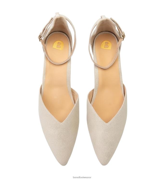 Bared Footwear mujer quelea tacones bajos de cuero con brillo de champán 4Z004117