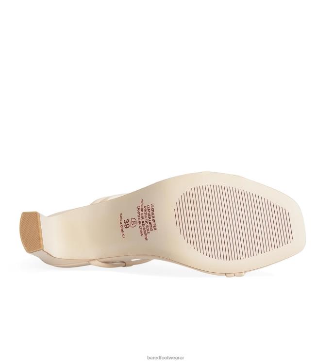 Bared Footwear mujer remolque tacones bajos de cuero arena 4Z004163