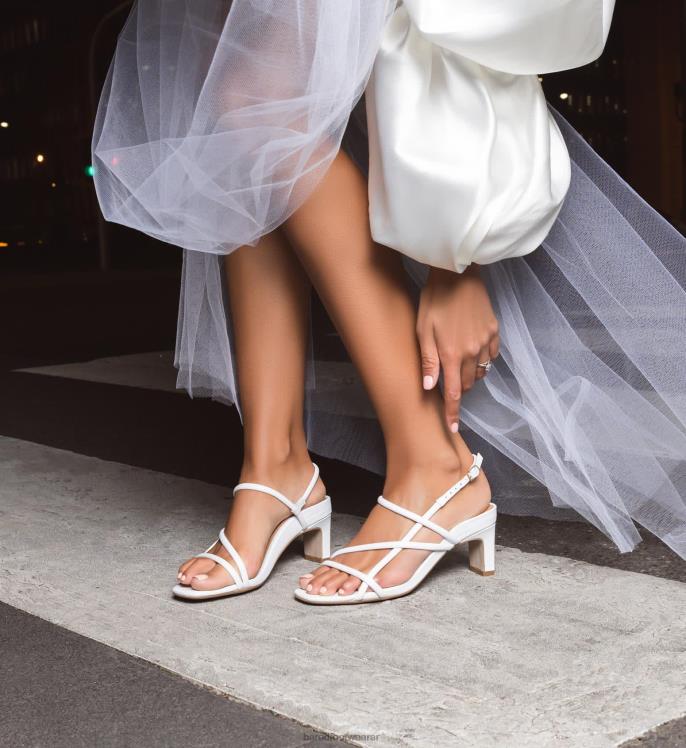 Bared Footwear mujer remolque tacones bajos de cuero blanco 4Z004166