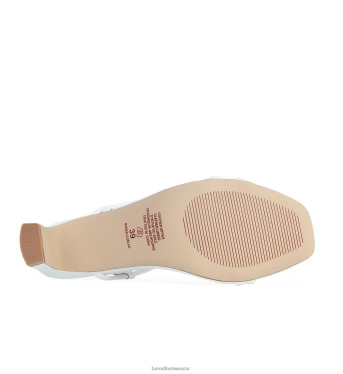 Bared Footwear mujer remolque tacones bajos de cuero blanco 4Z004166