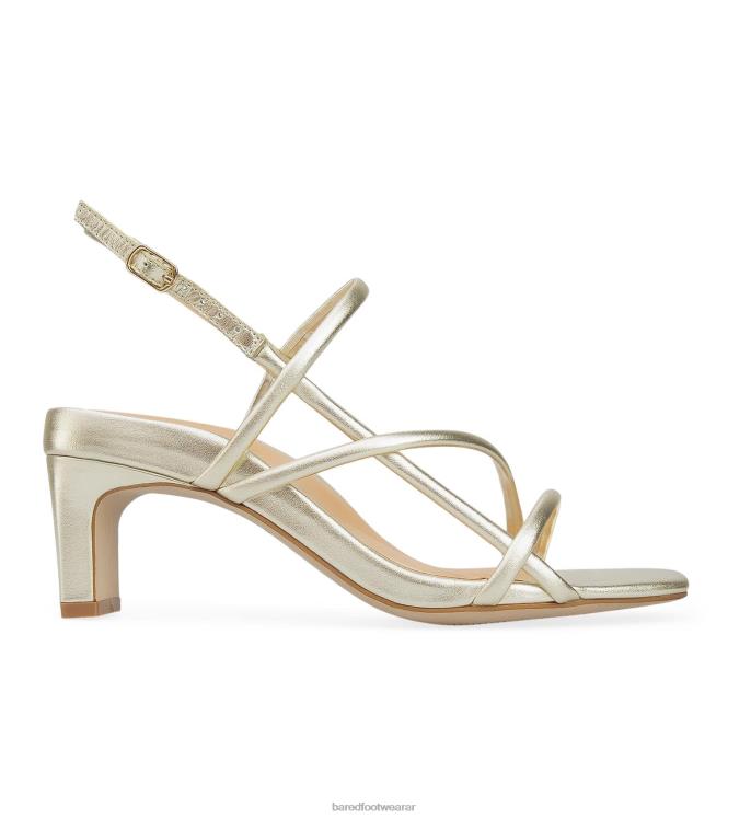 Bared Footwear mujer remolque tacones bajos de cuero dorado suave 4Z004164
