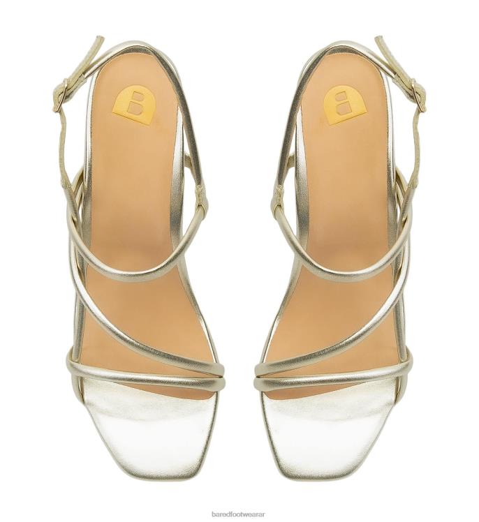 Bared Footwear mujer remolque tacones bajos de cuero dorado suave 4Z004164