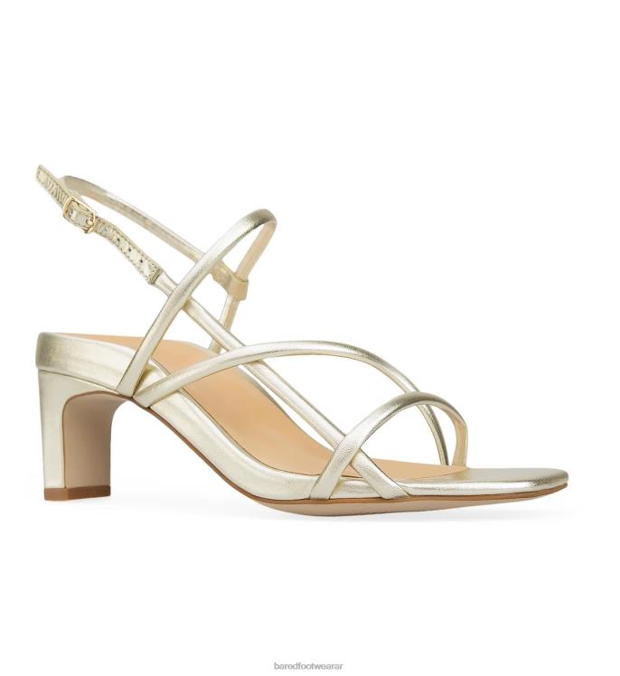 Bared Footwear mujer remolque tacones bajos de cuero dorado suave 4Z004164