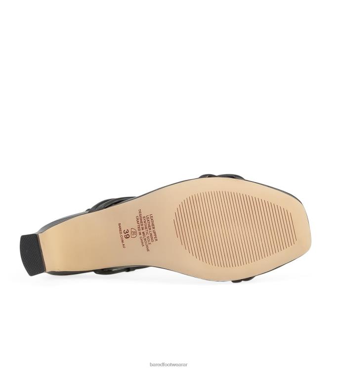 Bared Footwear mujer remolque tacones bajos de cuero negro 4Z004165