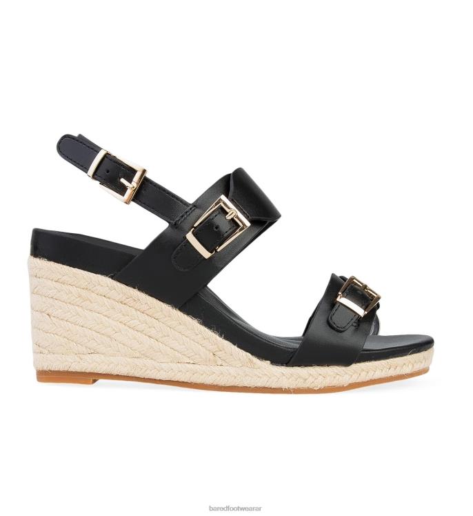 Bared Footwear mujer reyezuelo cuñas de cuero negro 4Z004236