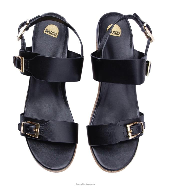 Bared Footwear mujer reyezuelo cuñas de cuero negro 4Z004236