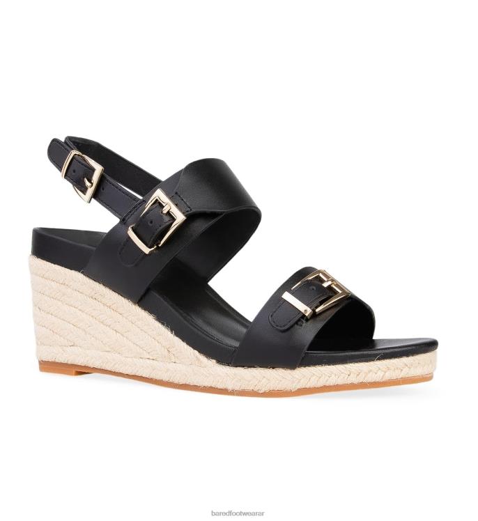 Bared Footwear mujer reyezuelo cuñas de cuero negro 4Z004236