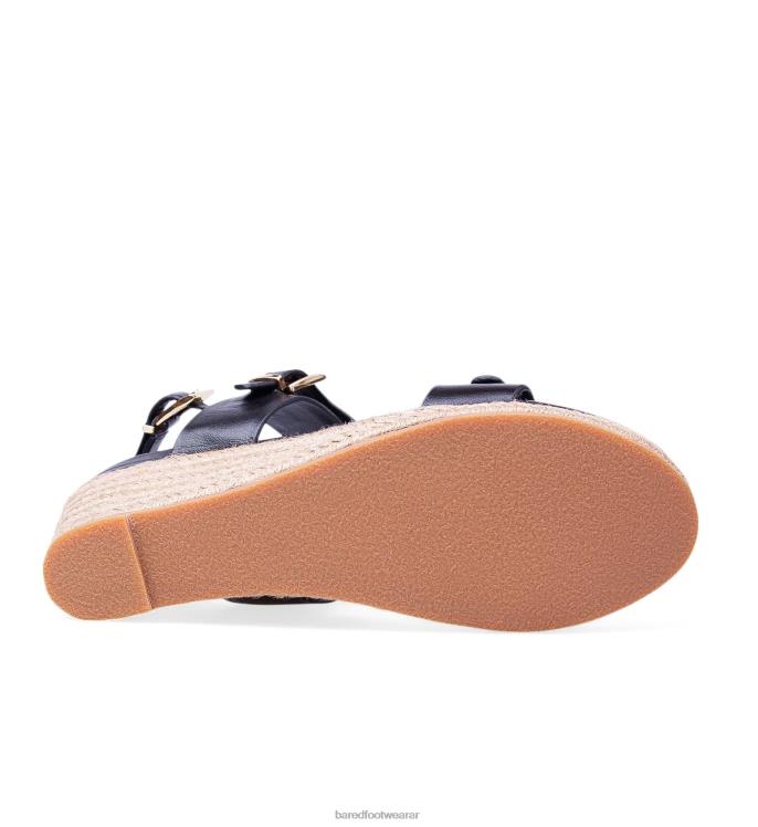 Bared Footwear mujer reyezuelo cuñas de cuero negro 4Z004236