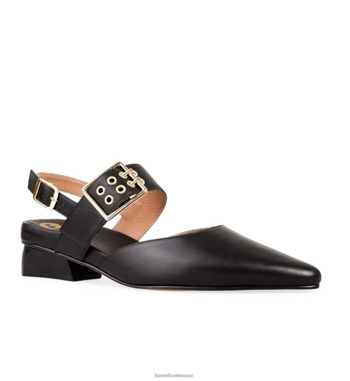 Bared Footwear mujer rubí bailarinas de cuero negro 4Z004261