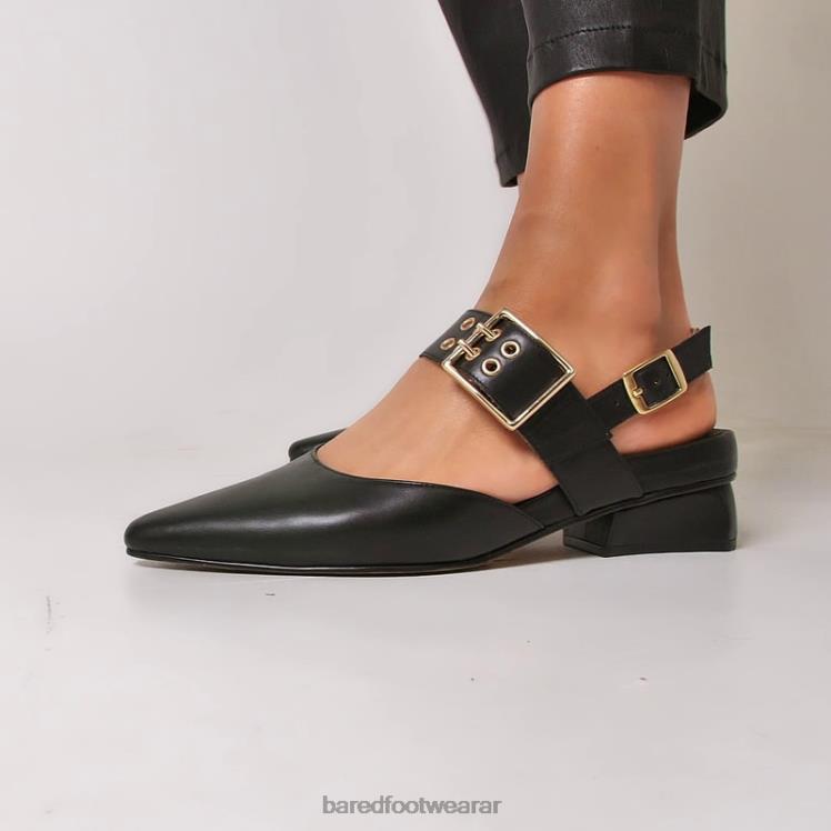 Bared Footwear mujer rubí bailarinas de cuero negro 4Z004261