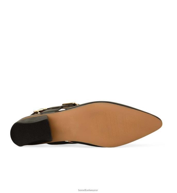 Bared Footwear mujer rubí bailarinas de cuero negro 4Z004261