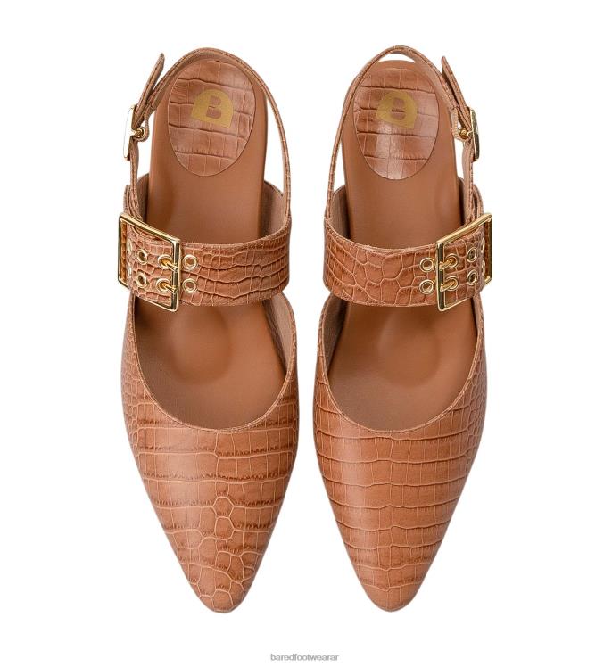 Bared Footwear mujer rubí bailarinas de piel de cocodrilo tostado 4Z004259