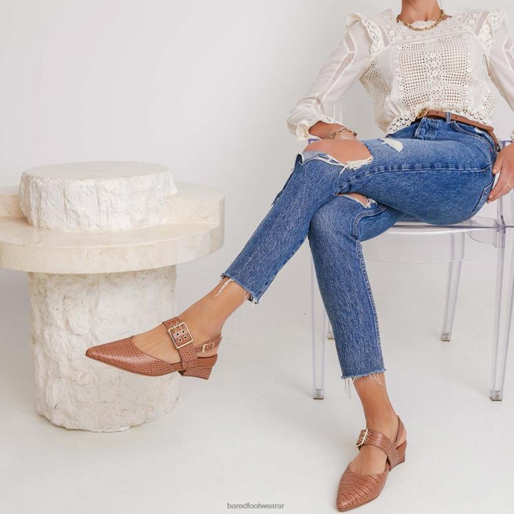 Bared Footwear mujer rubí bailarinas de piel de cocodrilo tostado 4Z004259