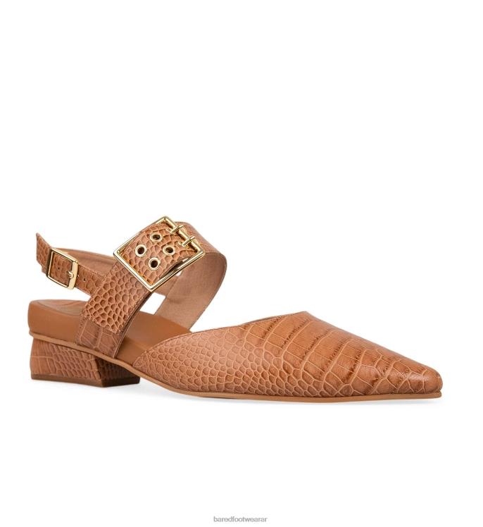 Bared Footwear mujer rubí bailarinas de piel de cocodrilo tostado 4Z004259