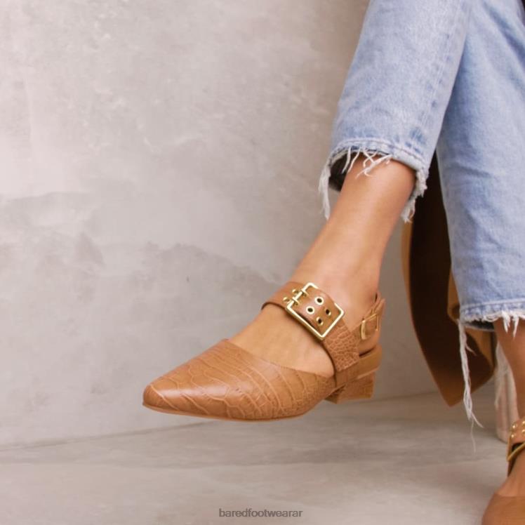 Bared Footwear mujer rubí bailarinas de piel de cocodrilo tostado 4Z004259